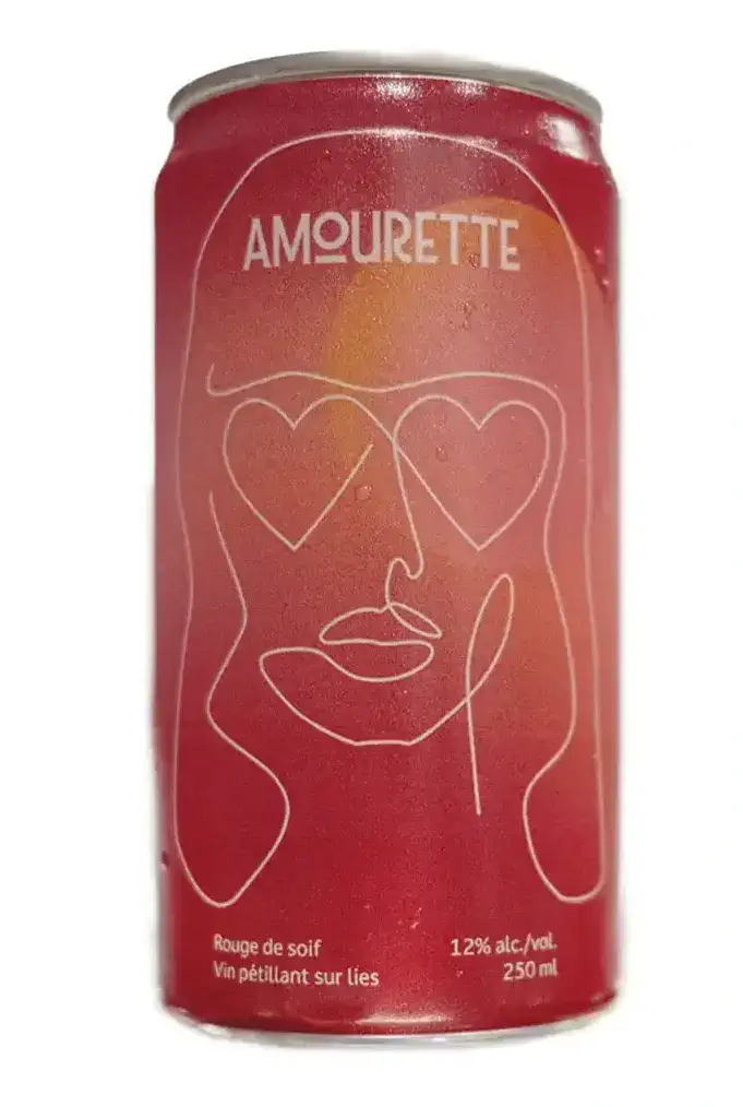Cannette de vin rouge pétillant Amourette, du Domaine Bergeville